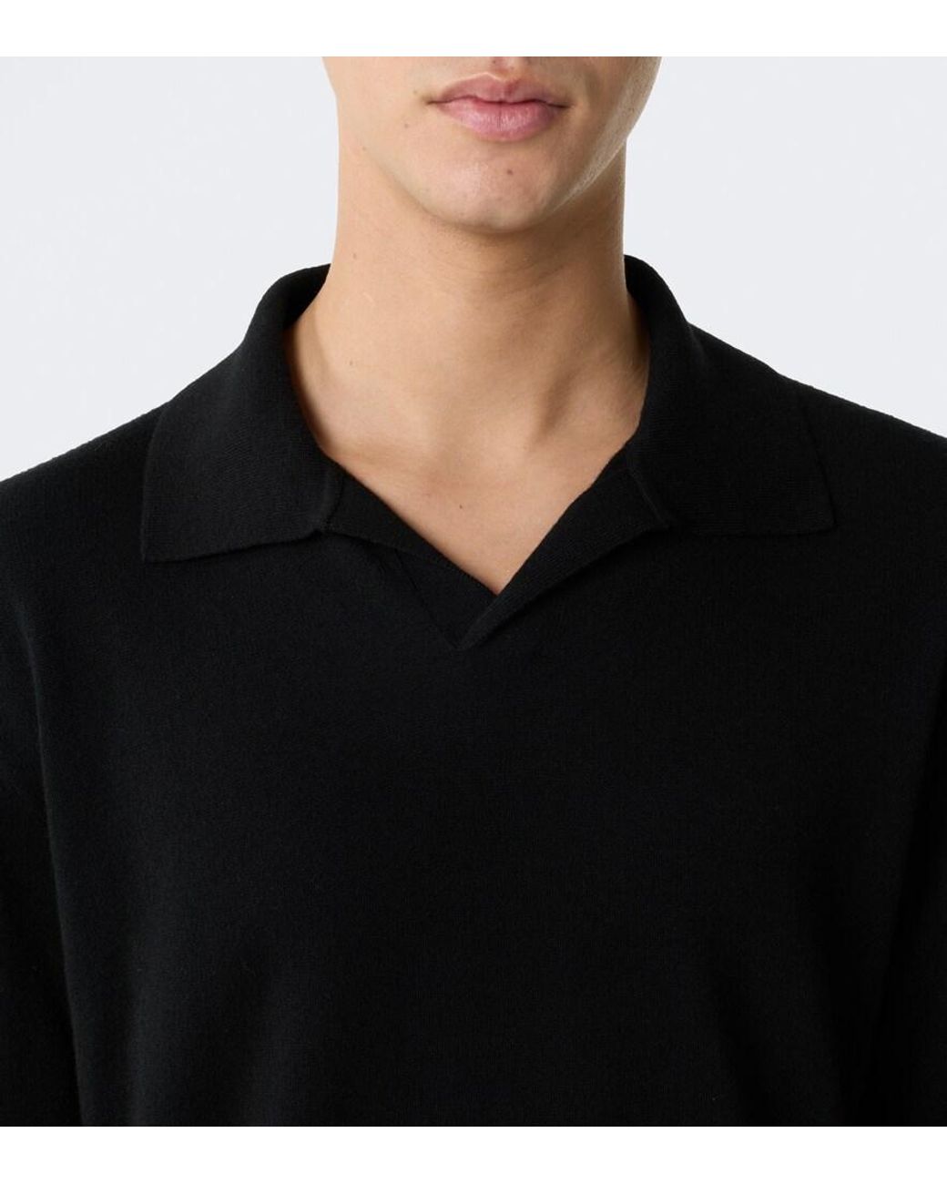 The Row Black Hilford Cashmere Polo Sweater for men