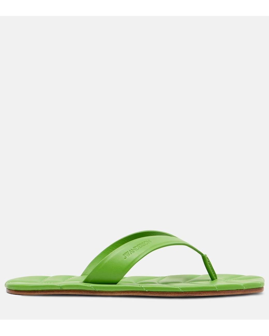 J.W. Anderson Green Leaf Leather Thong Sandals