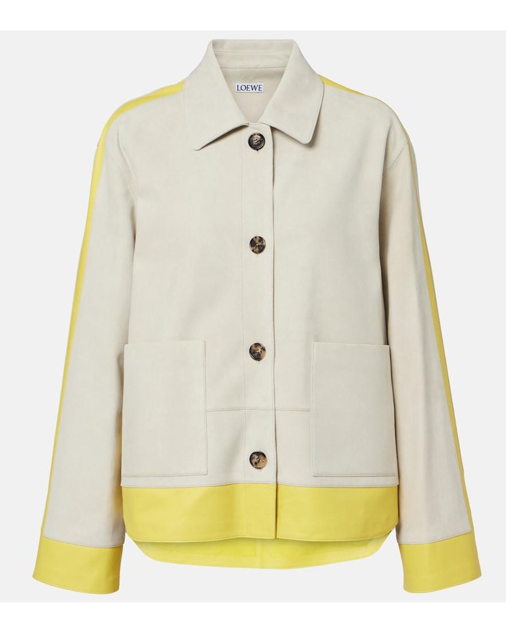 Loewe Natural Leather-Trimmed Suede Jacket