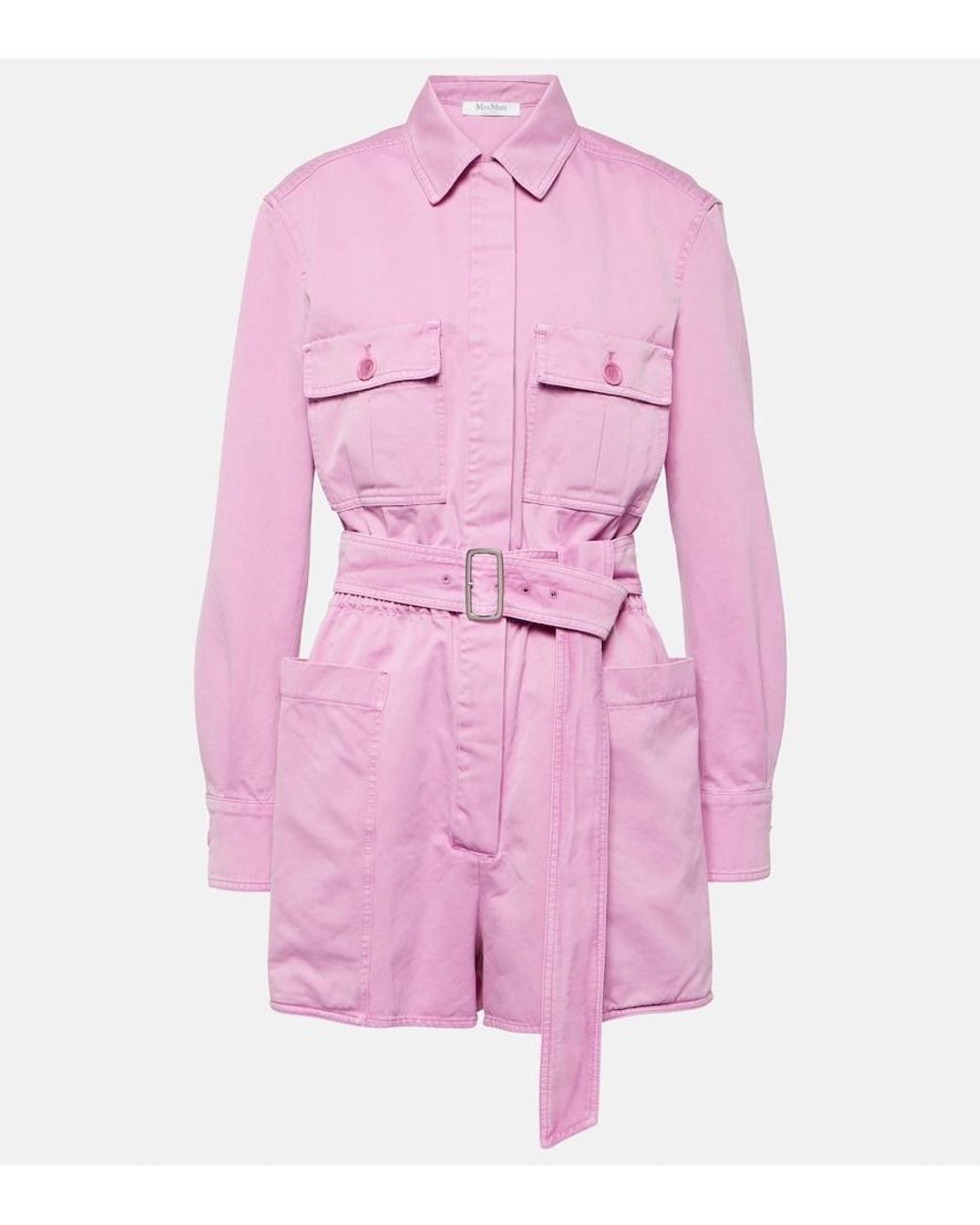 Max Mara Pink Visiera Cotton Drill Playsuit