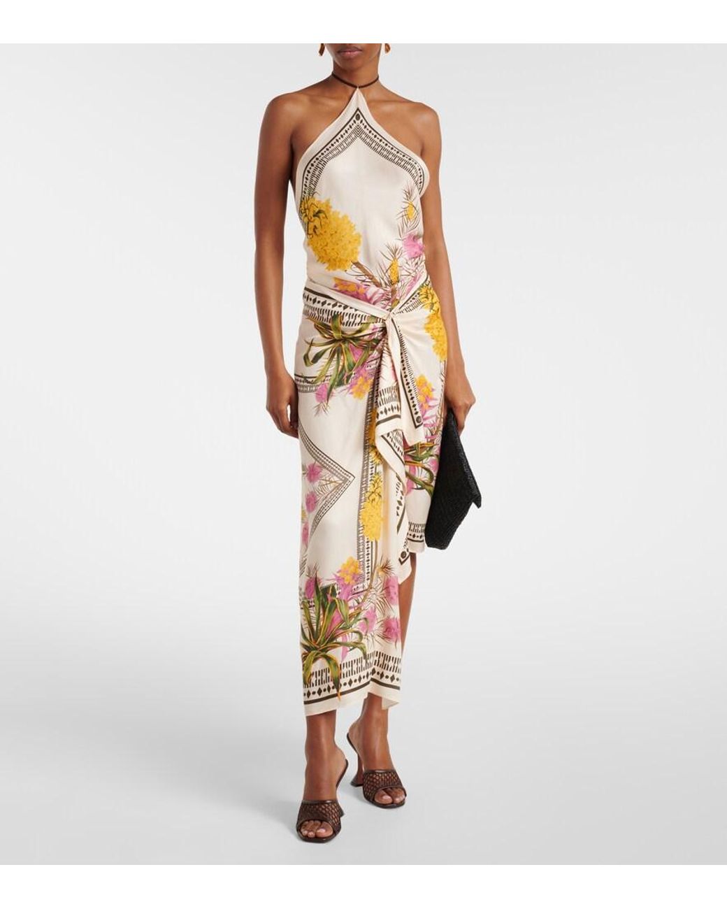 Blumarine Metallic Printed Halterneck Twill Top