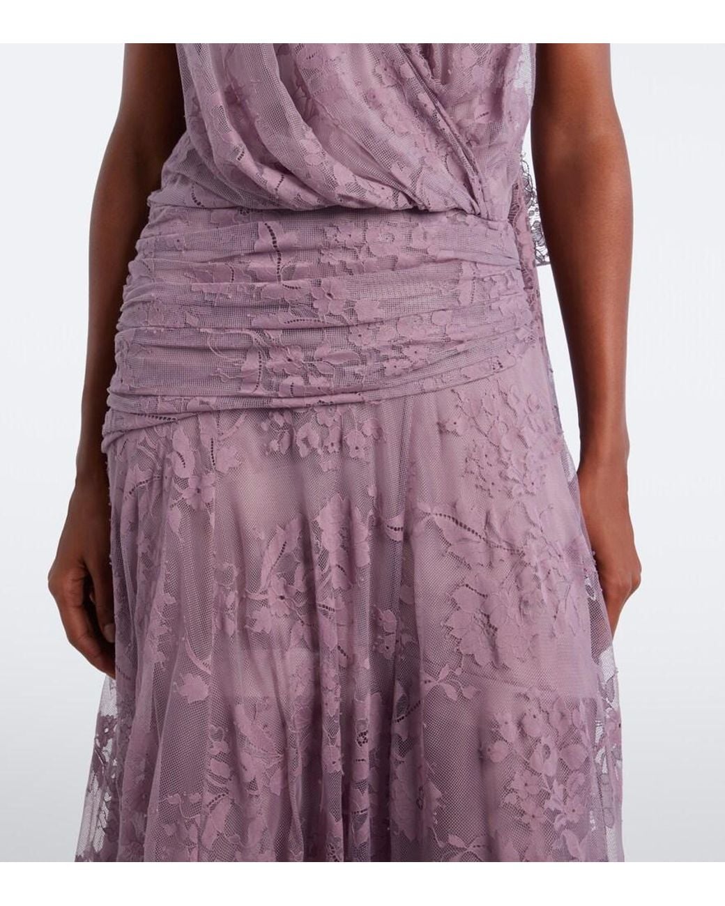Zimmermann Purple Clash Draped Lace Gown
