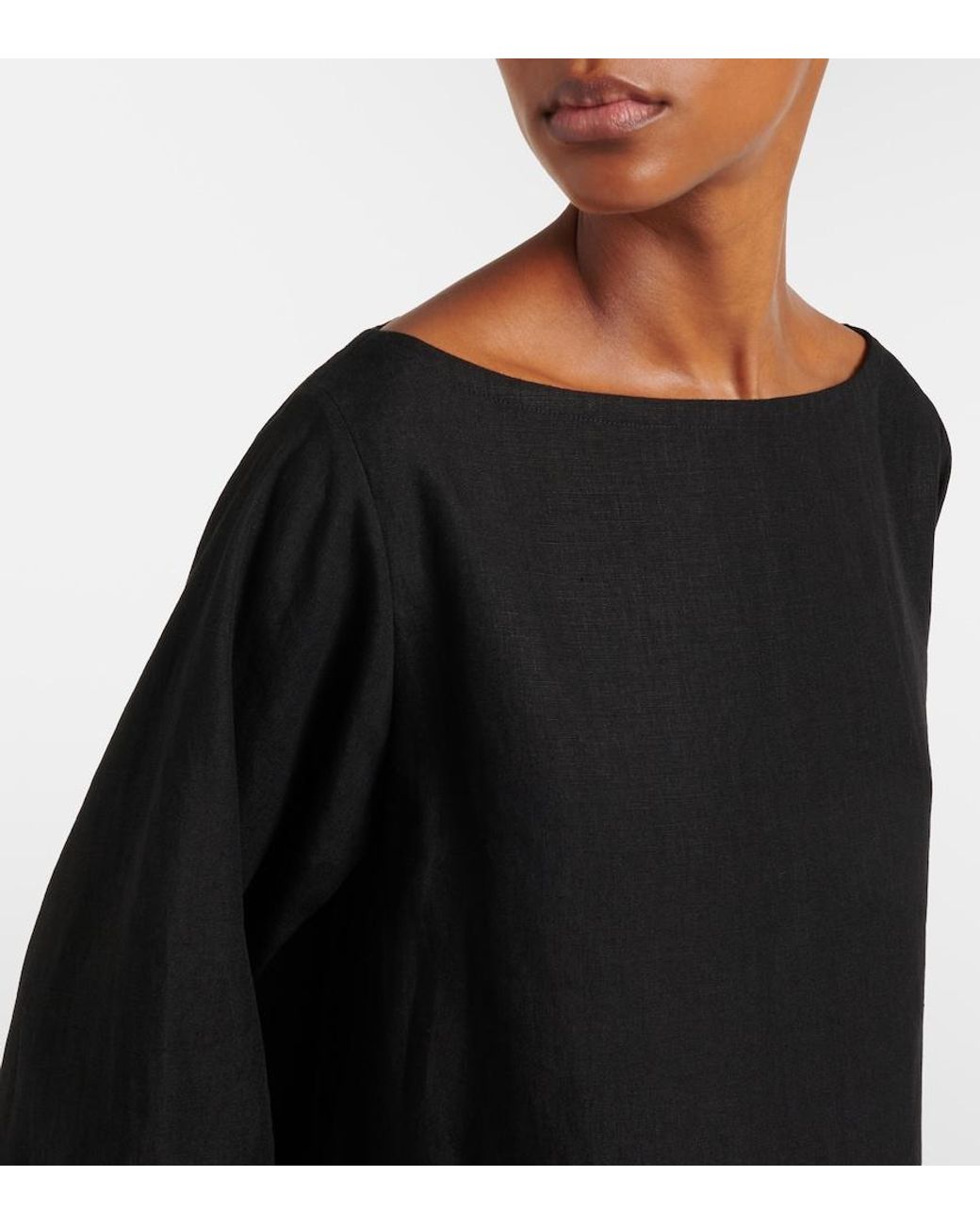 The Row Black Junia Linen Top