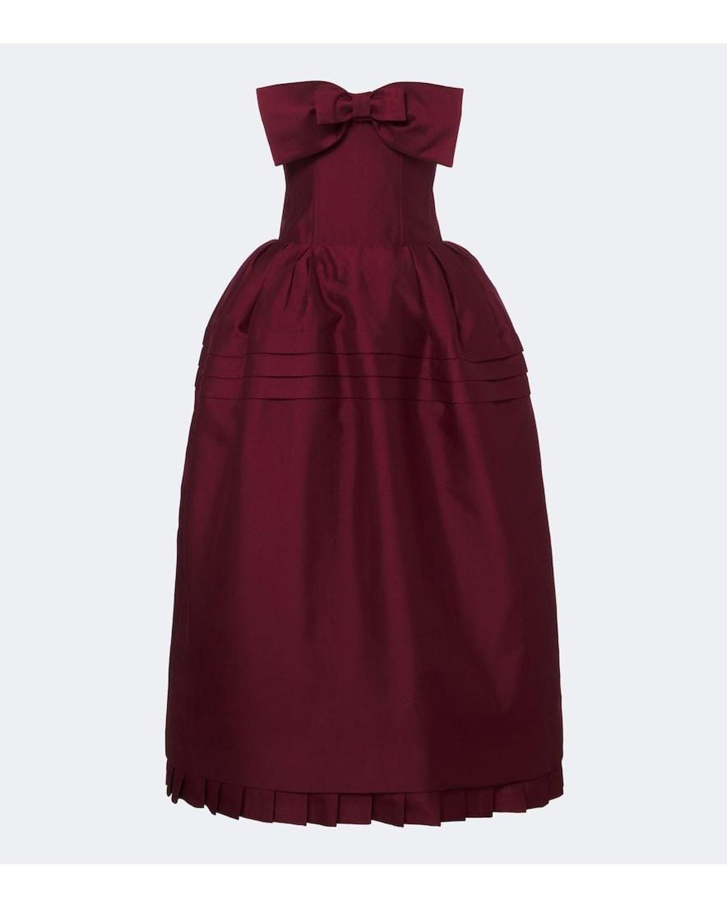 ShuShu/Tong Red Bow-Detail Wool And Silk Blend Bustier Dress