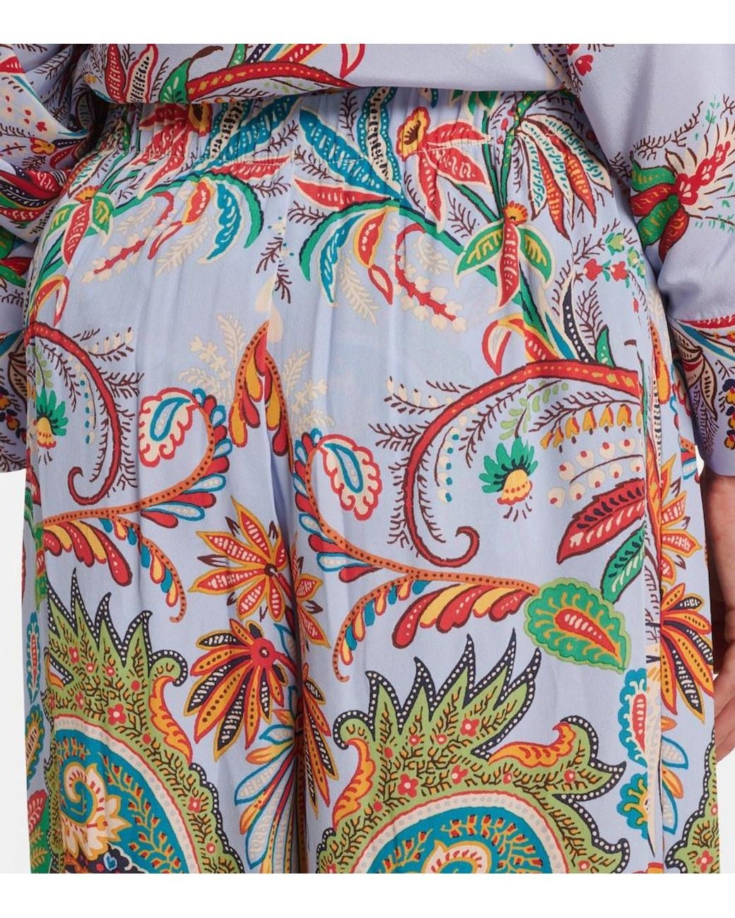 Etro Blue Paisley Wide-Leg Pants
