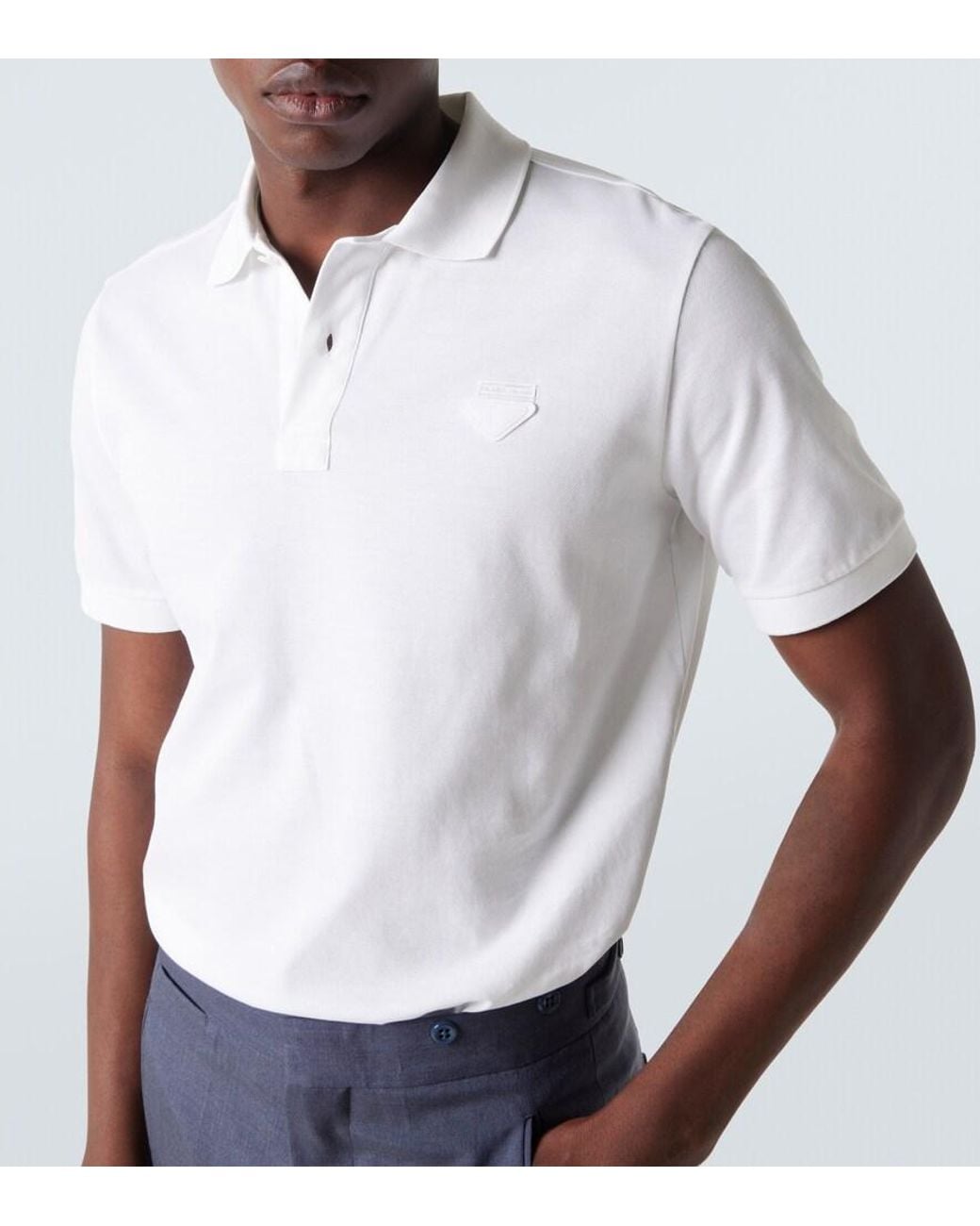 Prada White Logo Polo Shirt for men