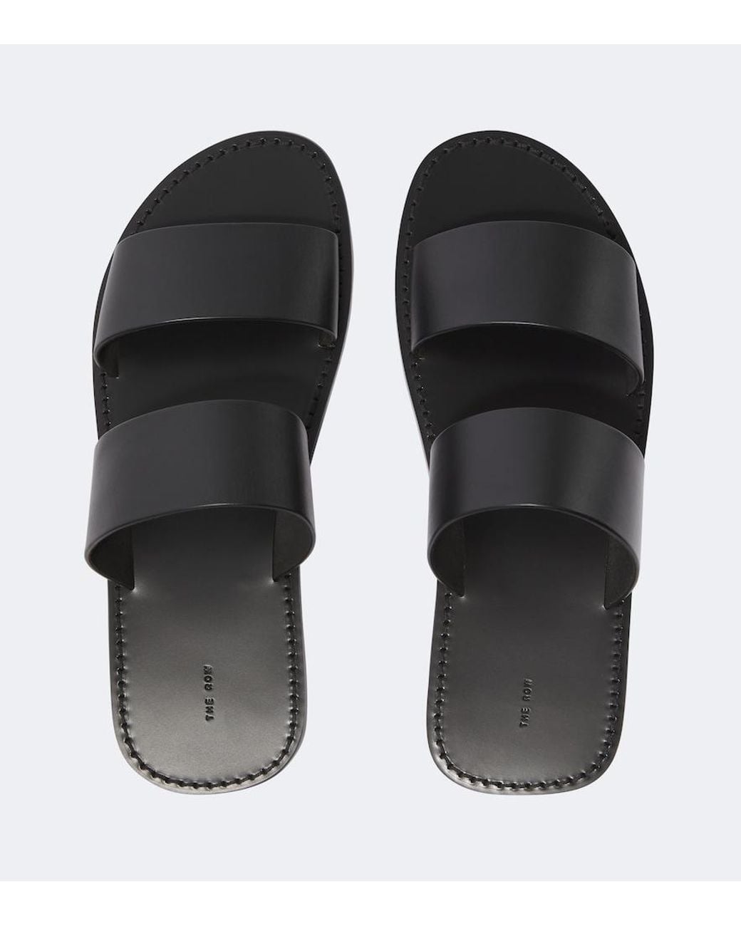 The Row Black Charlie Leather Sandals for men