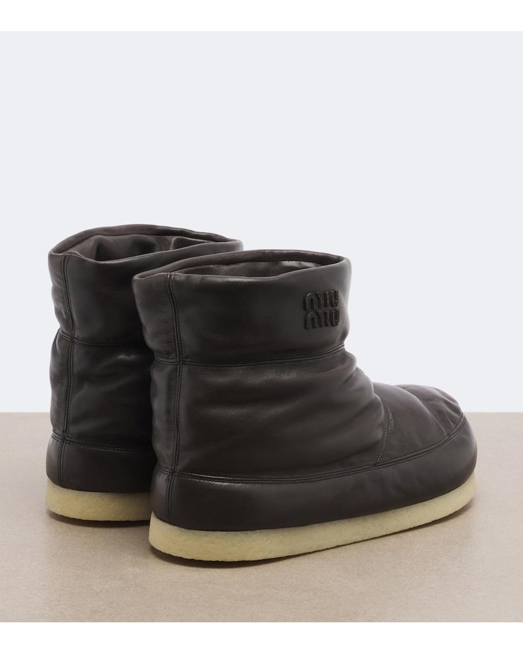 Miu Miu Black Padded Leather Ankle Boots