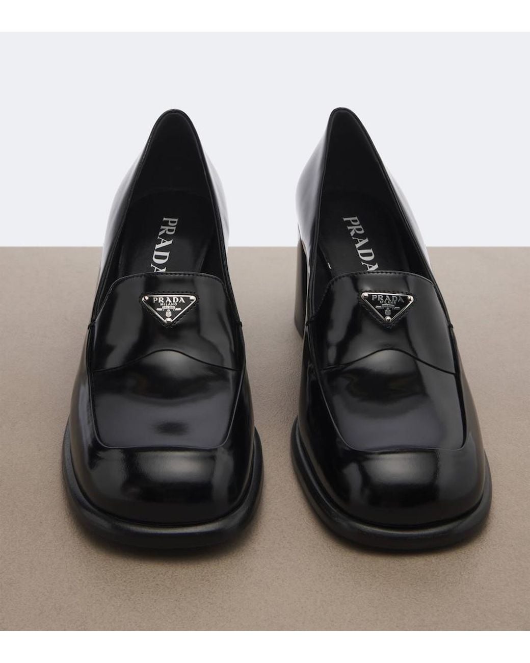 Prada Black Patent Leather Loafer Pumps