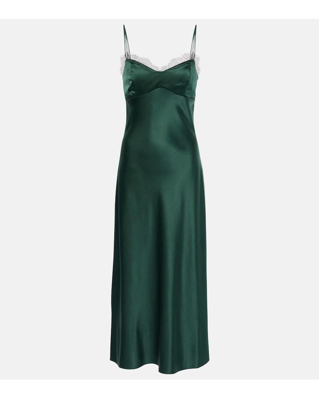 Veronica Beard Green Bixie Silk-Blend Satin Slip Dress