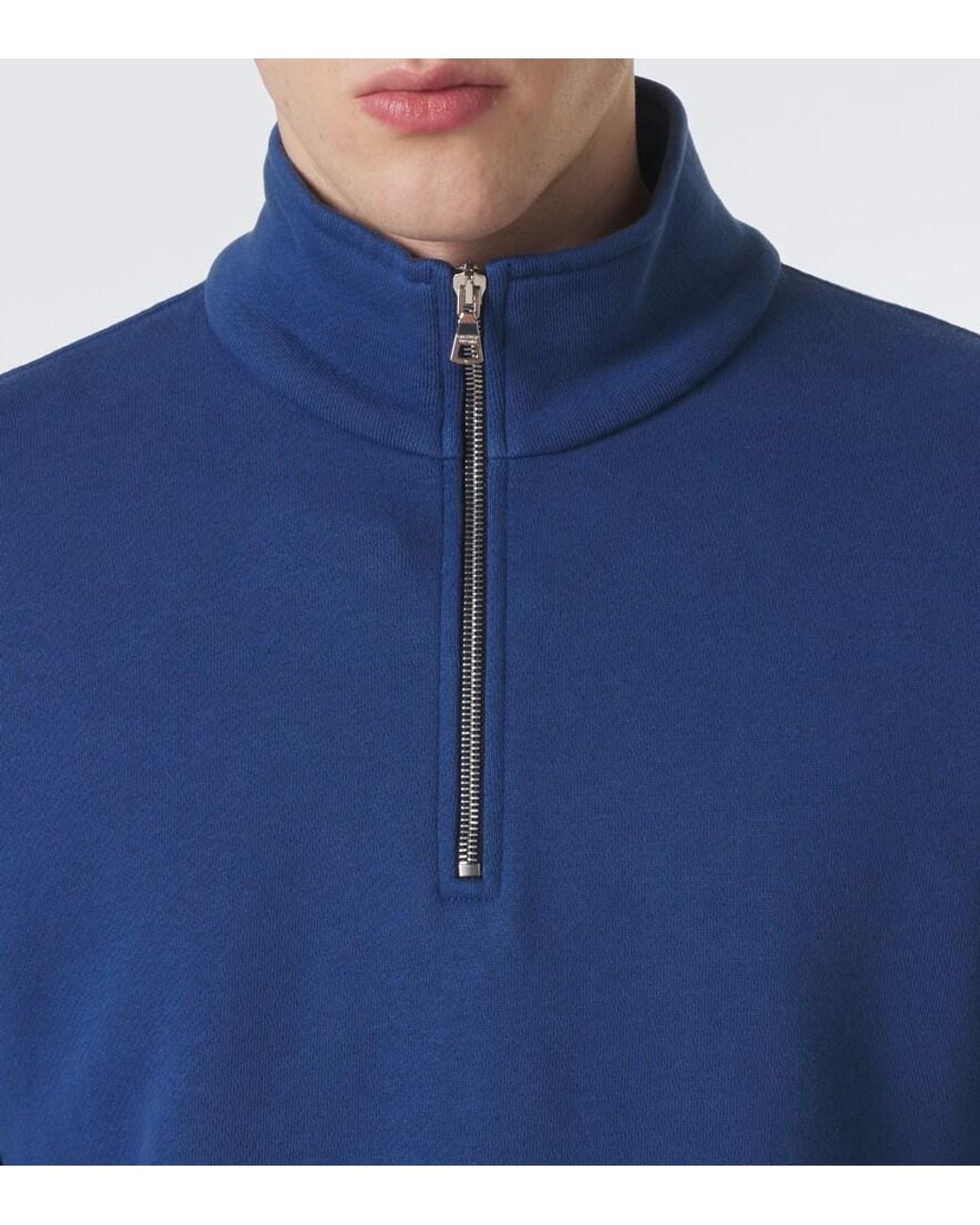 Orlebar Brown Blue Wyatt Cotton Jersey Half-Zip Sweatshirt for men