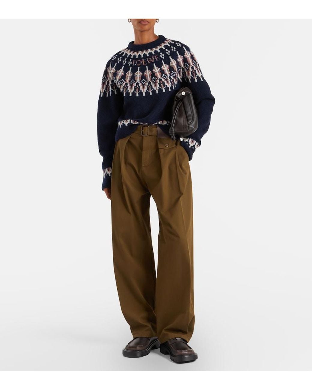 Loewe Blue Fair Isle Sequined Wool-Blend Sweater