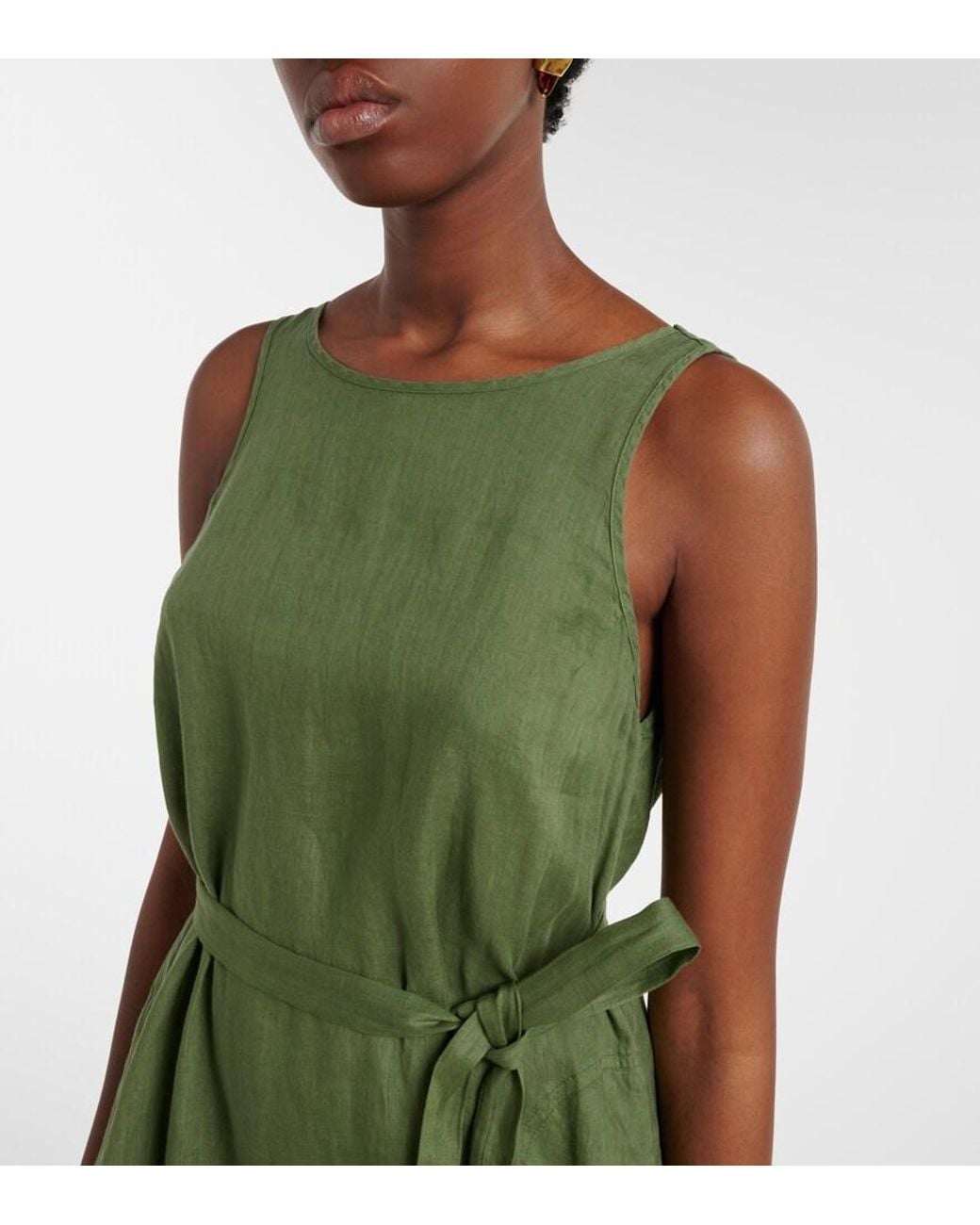 Velvet Green Reta Linen Midi Dress