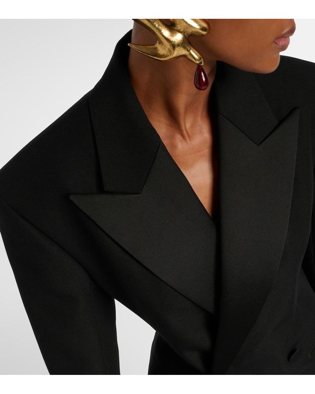 Saint Laurent Black Wool-Blend Blazer