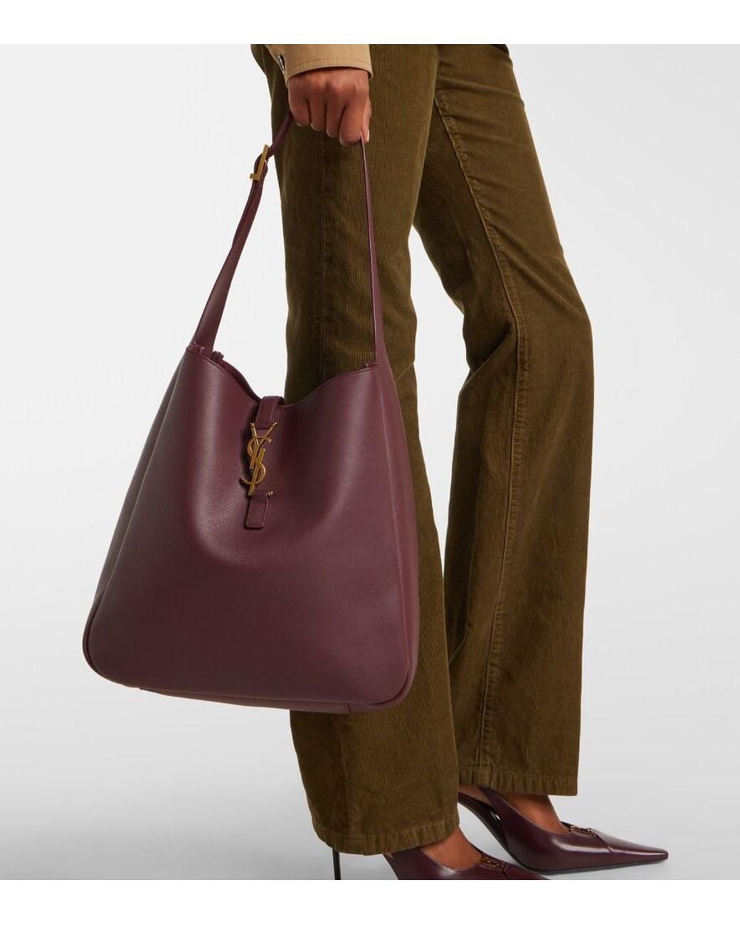 Saint Laurent Purple Le 5 A 7 Large Leather Shoulder Bag