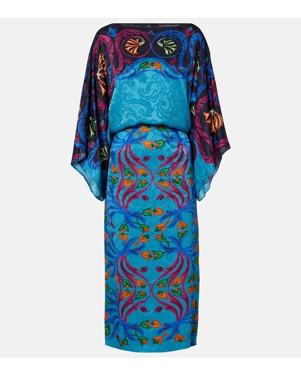 Etro Blue Printed Midi Dress