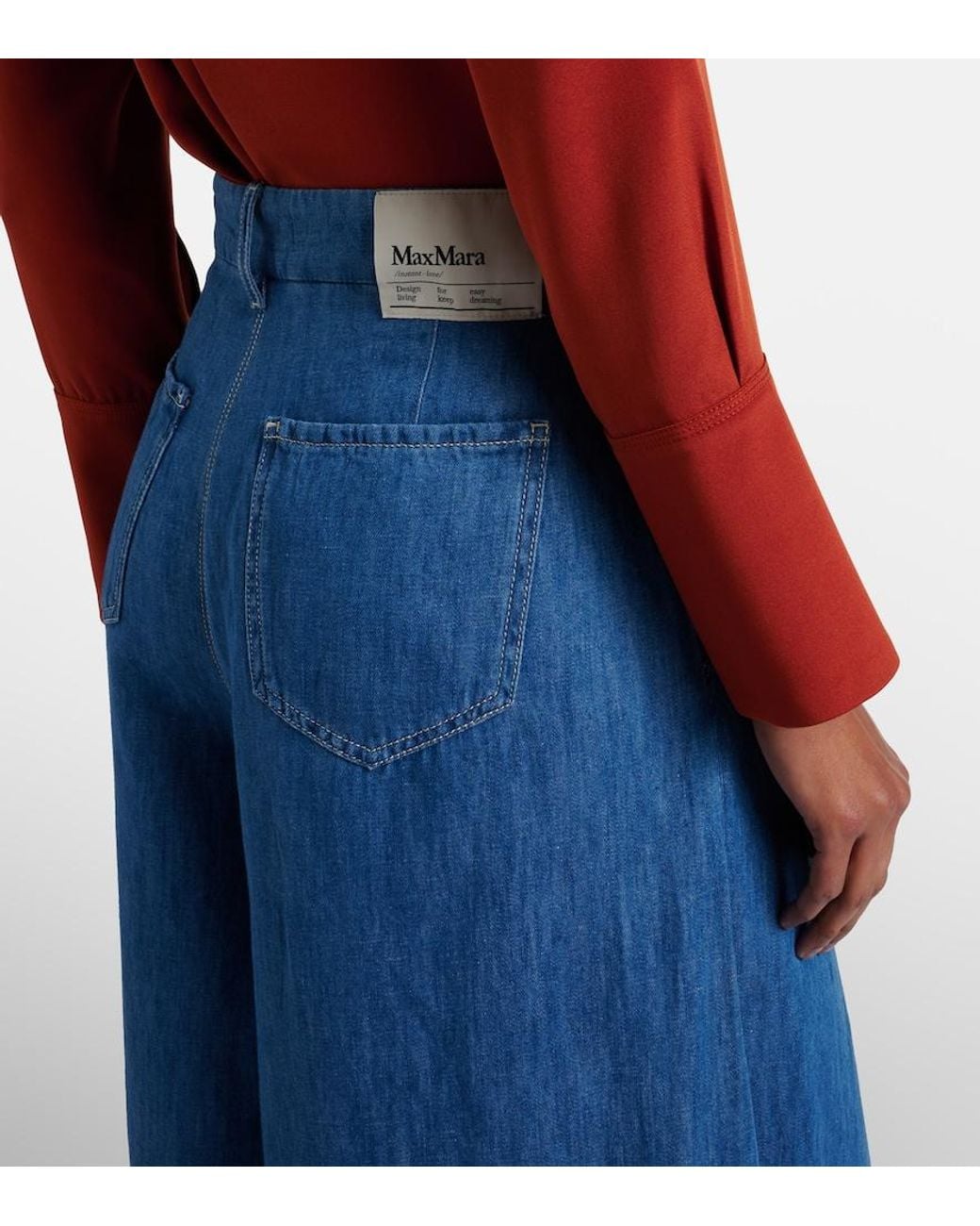 Max Mara Blue Nastro Cropped Wide-Leg Jeans