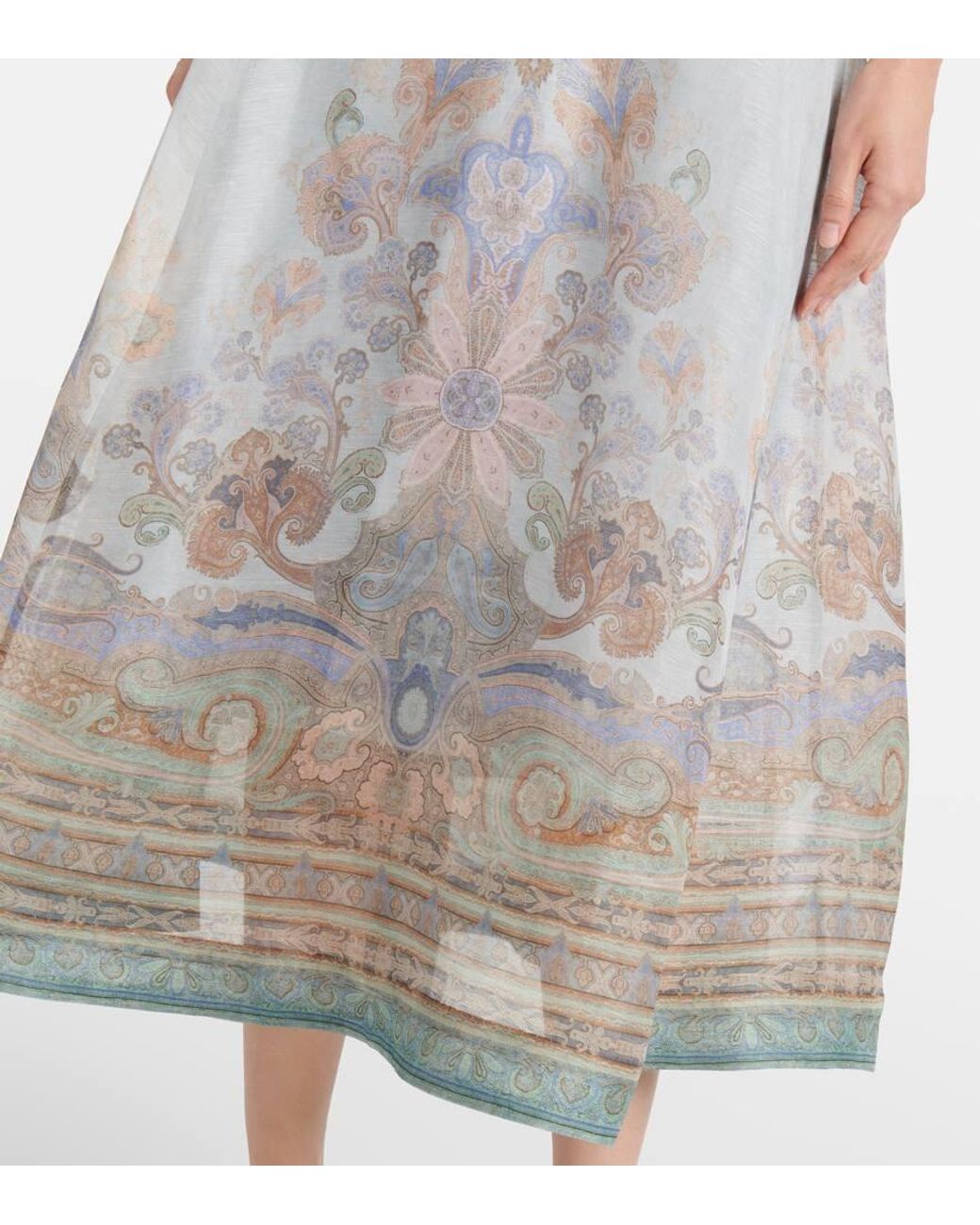 Zimmermann Eden Linen And Silk Midi Dress in White | Lyst