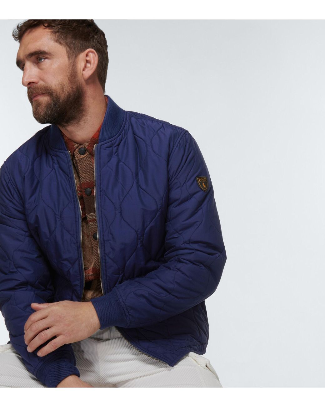 Polo Ralph Lauren Cotton-blend Quilted Bomber Jacket in Blue for Men | Lyst