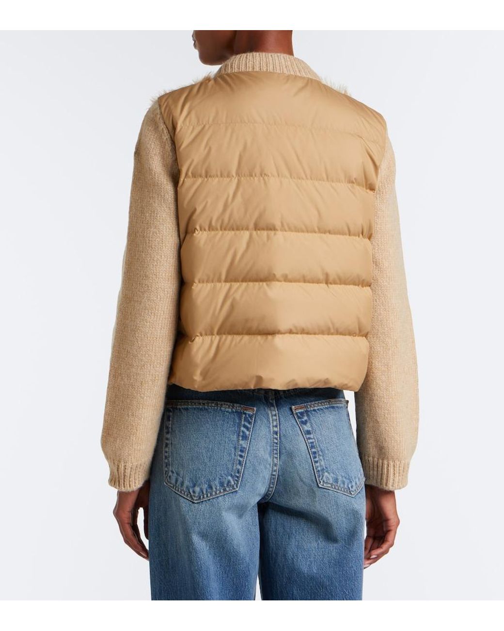 Moncler Natural Alpaca And Wool-Blend Down-Paneled Cardigan
