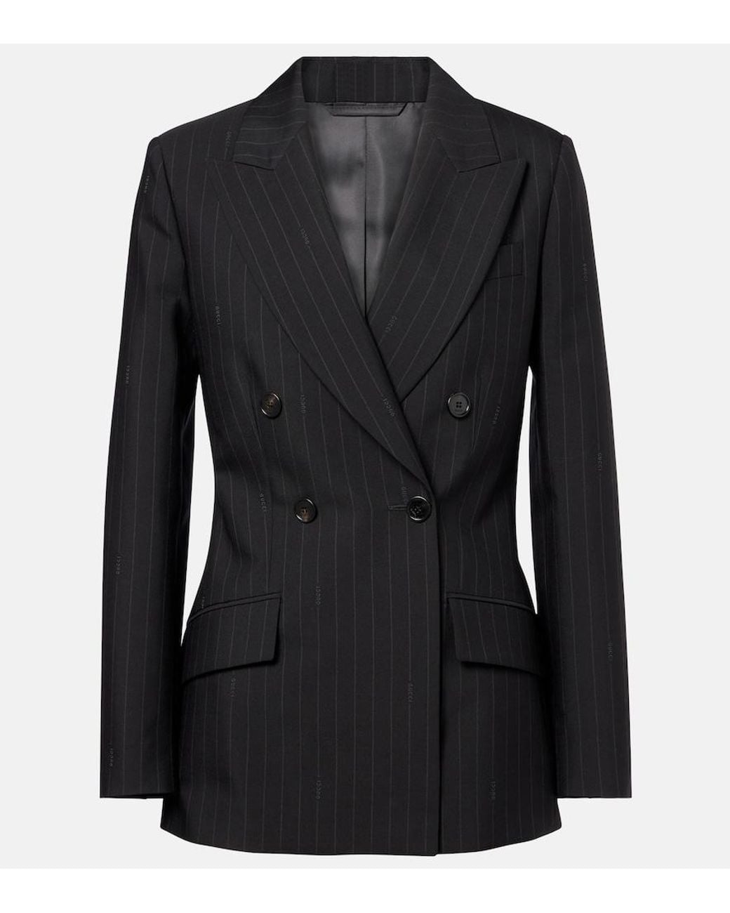 Gucci Black Pinstripe Wool Blazer