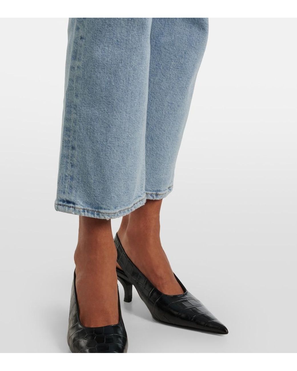 Agolde Blue Valen Mid-Rise Straight Jeans