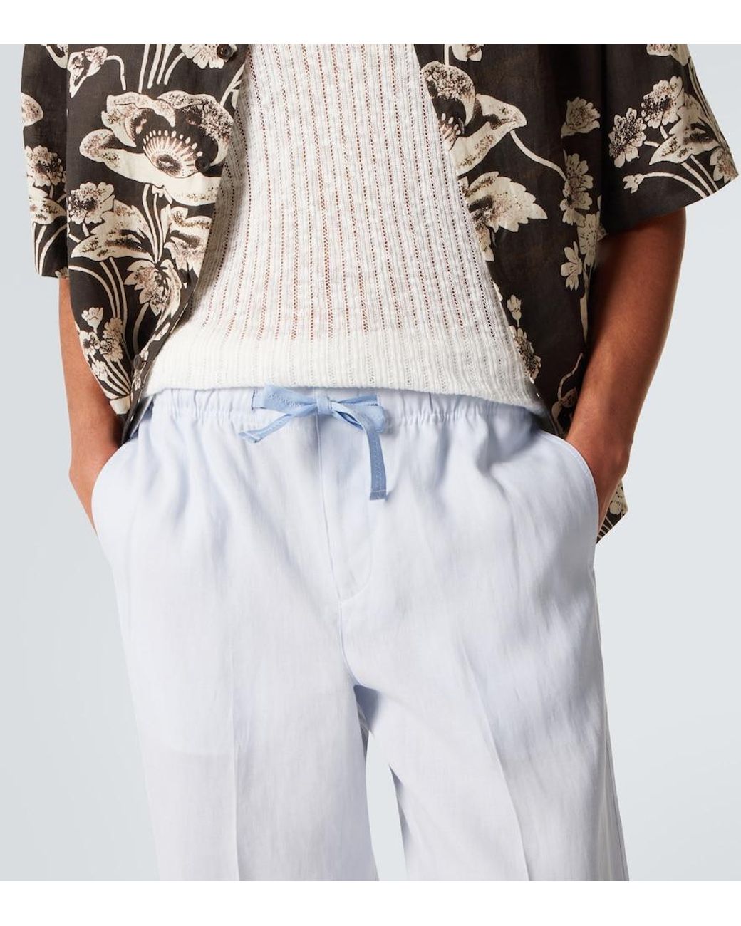 Orlebar Brown Blue Alex Linen Straight Pants for men