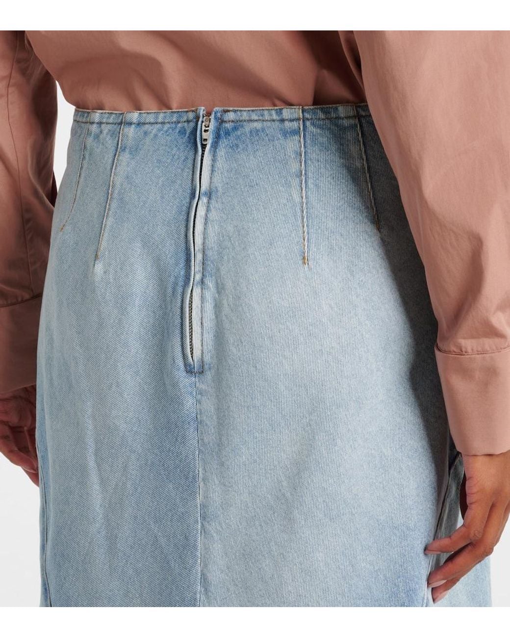 Dries Van Noten Blue Denim Midi Skirt