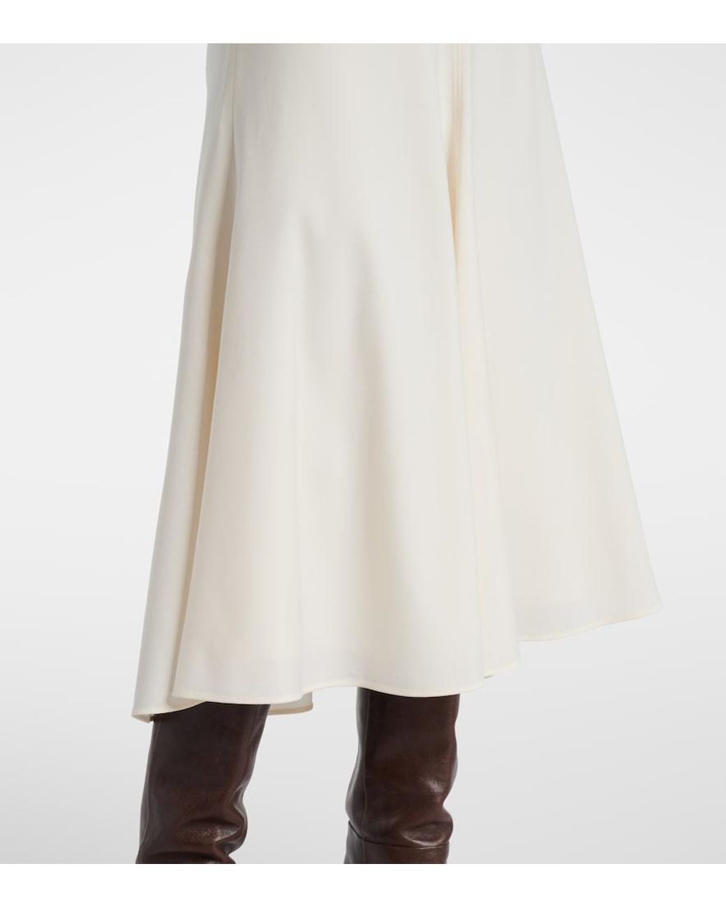 Brunello Cucinelli White Wool-Blend Midi Dress