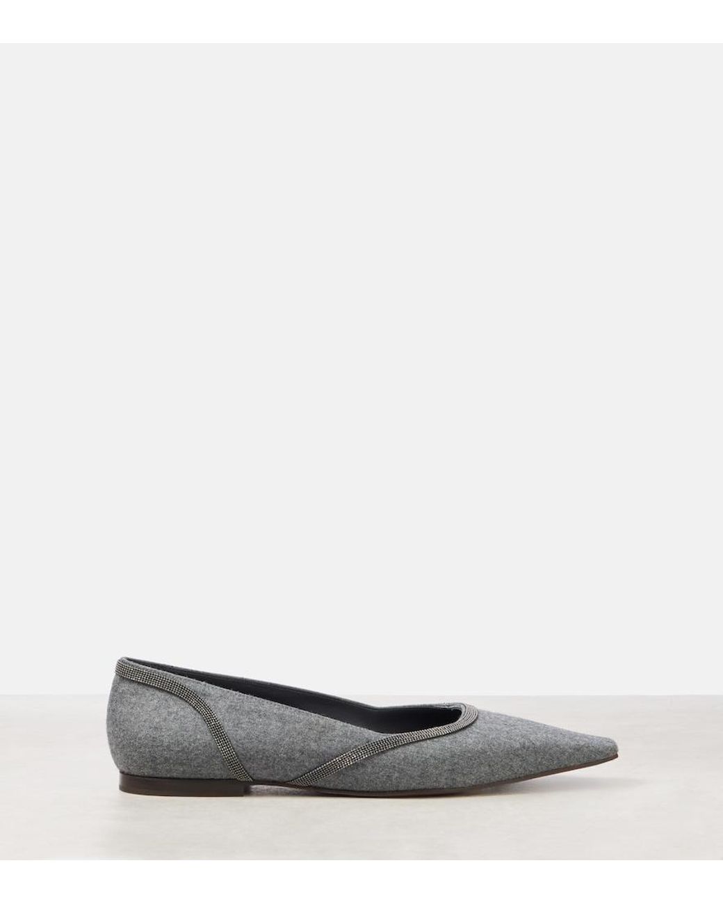 Brunello Cucinelli Gray Monili Ballet Flats
