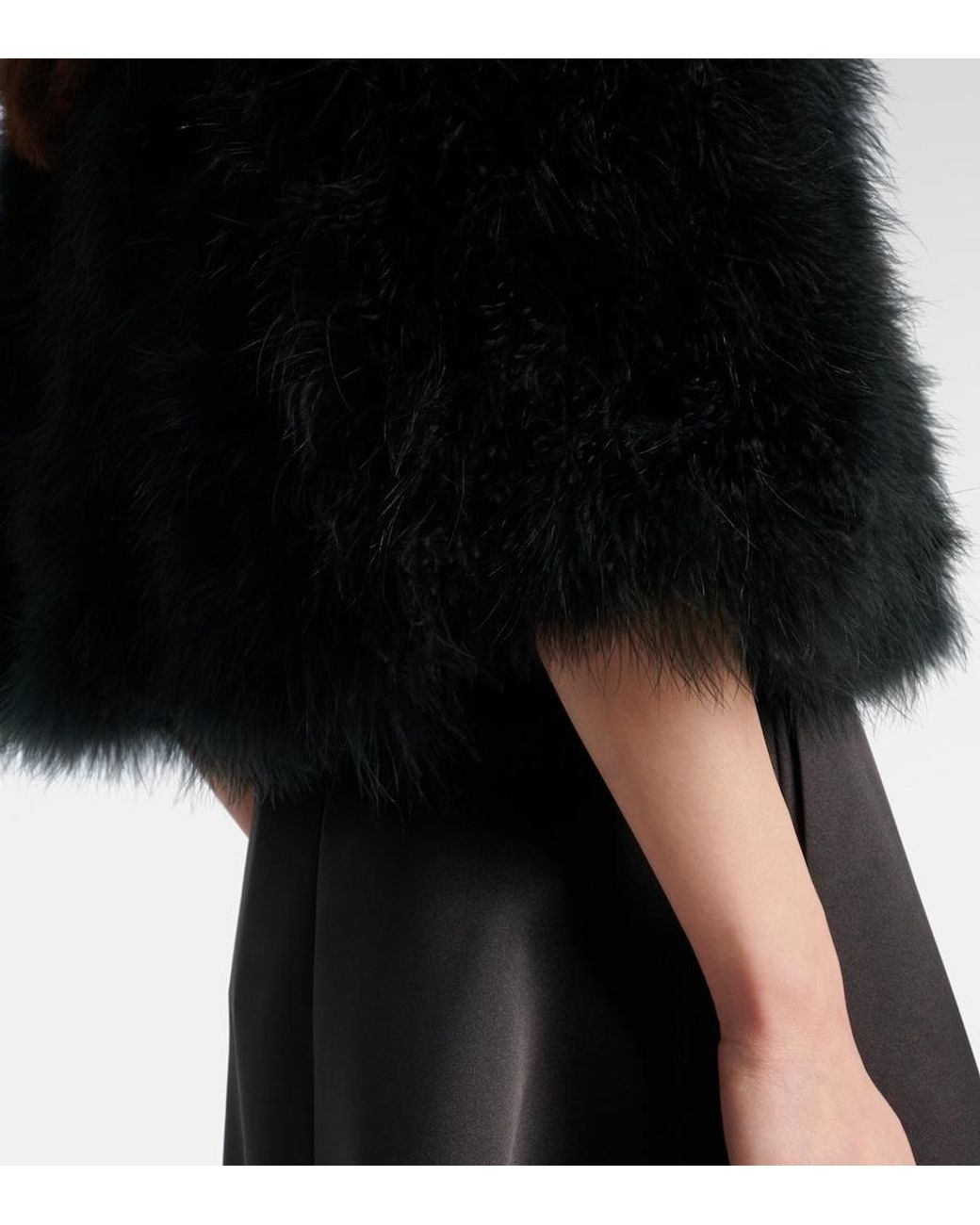 Yves Salomon Black Faux Fur Cape