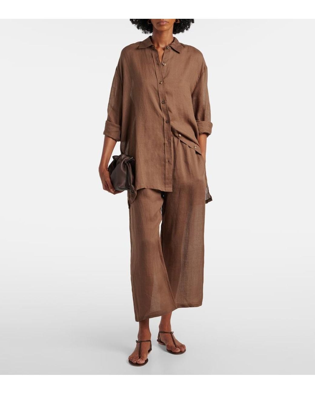 Leset Brown Niko Oversized Ramie Shirt