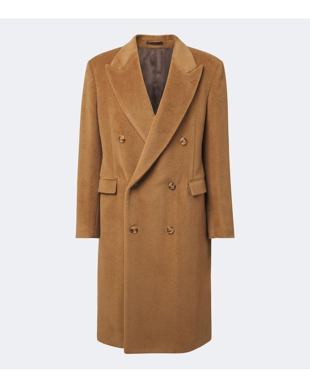 Lardini Brown Double-Breasted Virgin Wool Coat for men