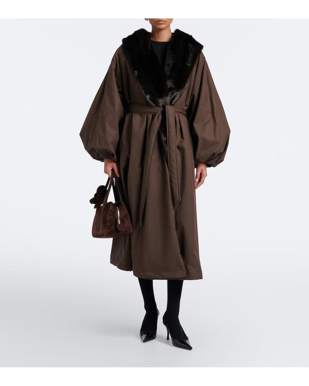 Magda Butrym Brown Cotton Wrap Coat