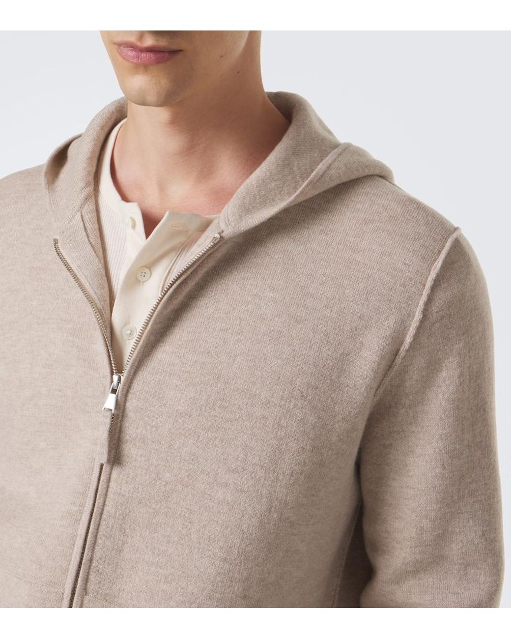 Allude Natural Wool And Cashmere Zip-Up Hoodie for men