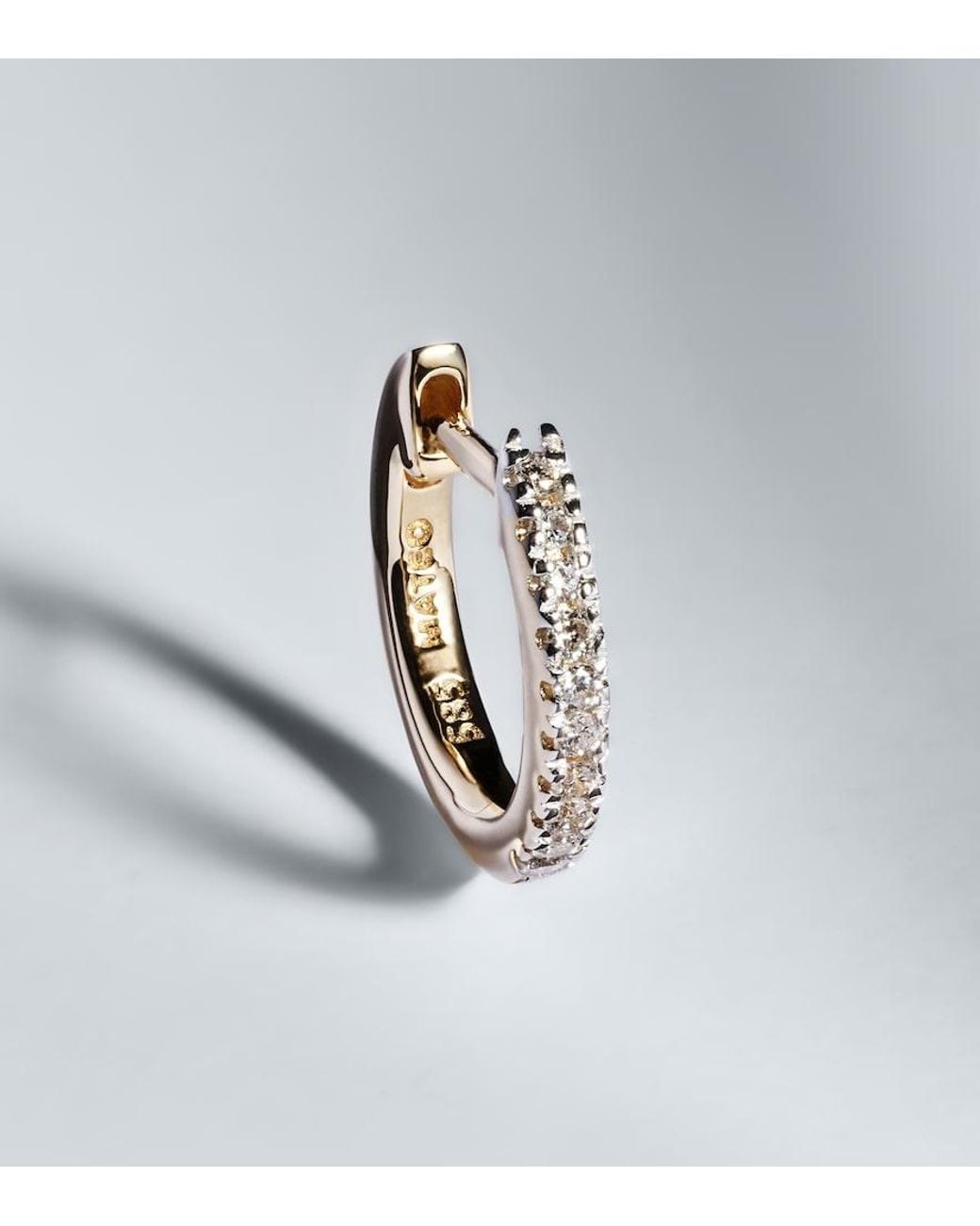 Mateo White 14Kt Single Hoop Earring With Diamonds for men