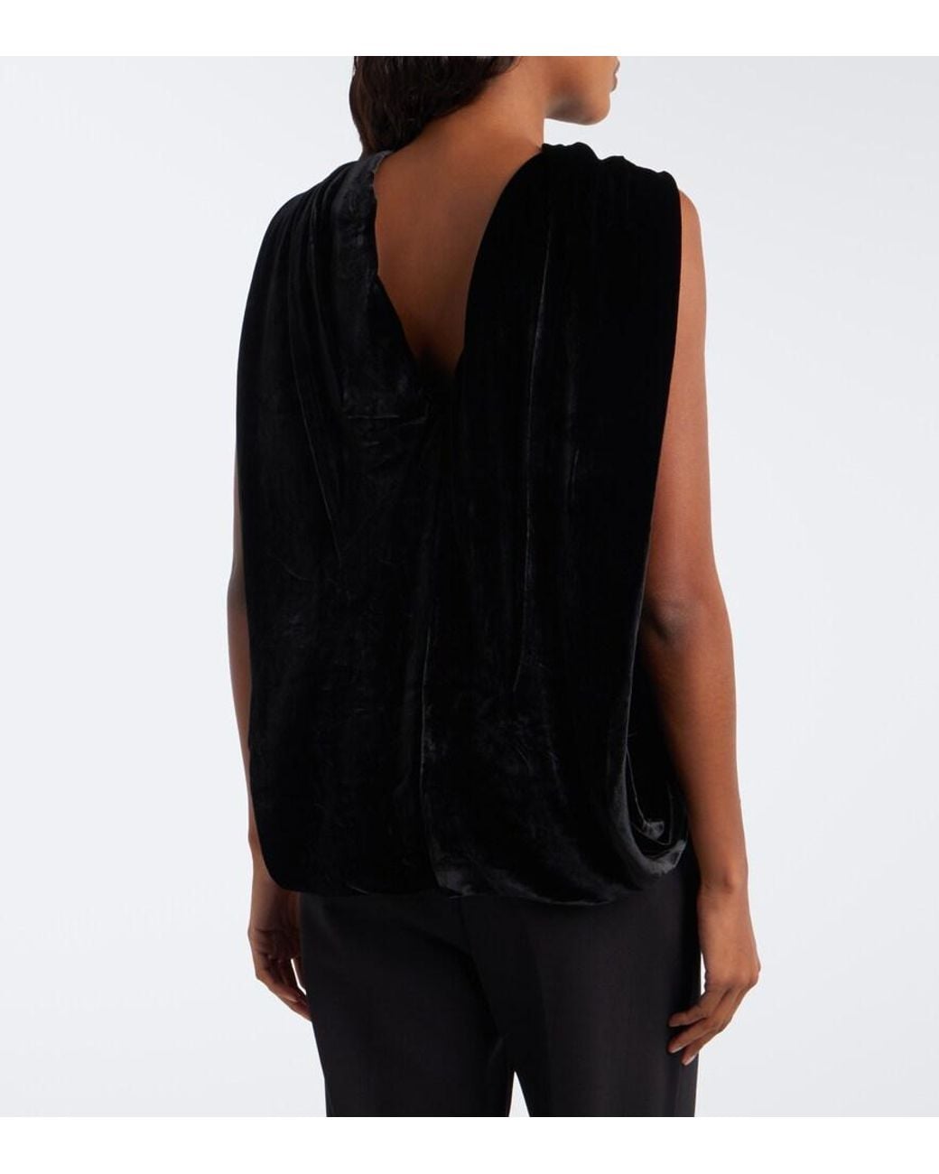 Jonathan Simkhai Black Scarlett Draped Caped Velvet Top