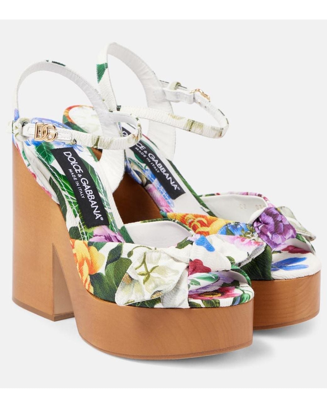 Dolce & Gabbana Blue Floral Jacquard Platform Sandals