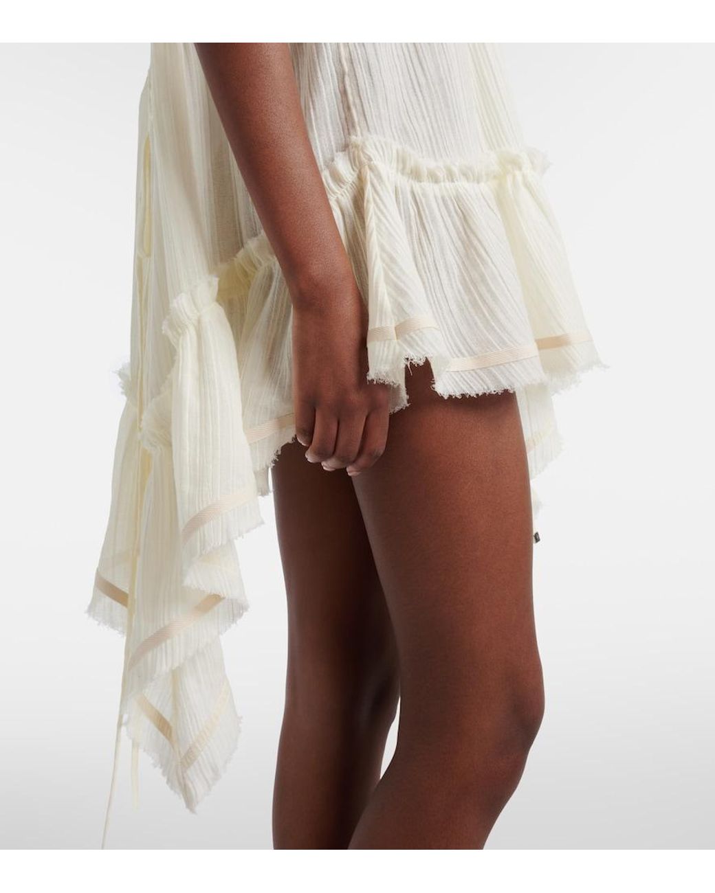 The Attico White Ruffled Cotton Minidress