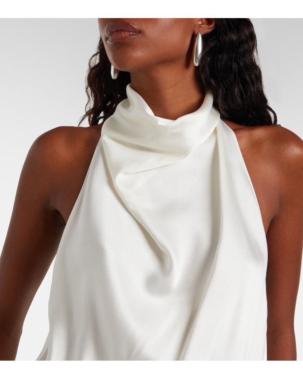Stella McCartney White Satin Halterneck Top