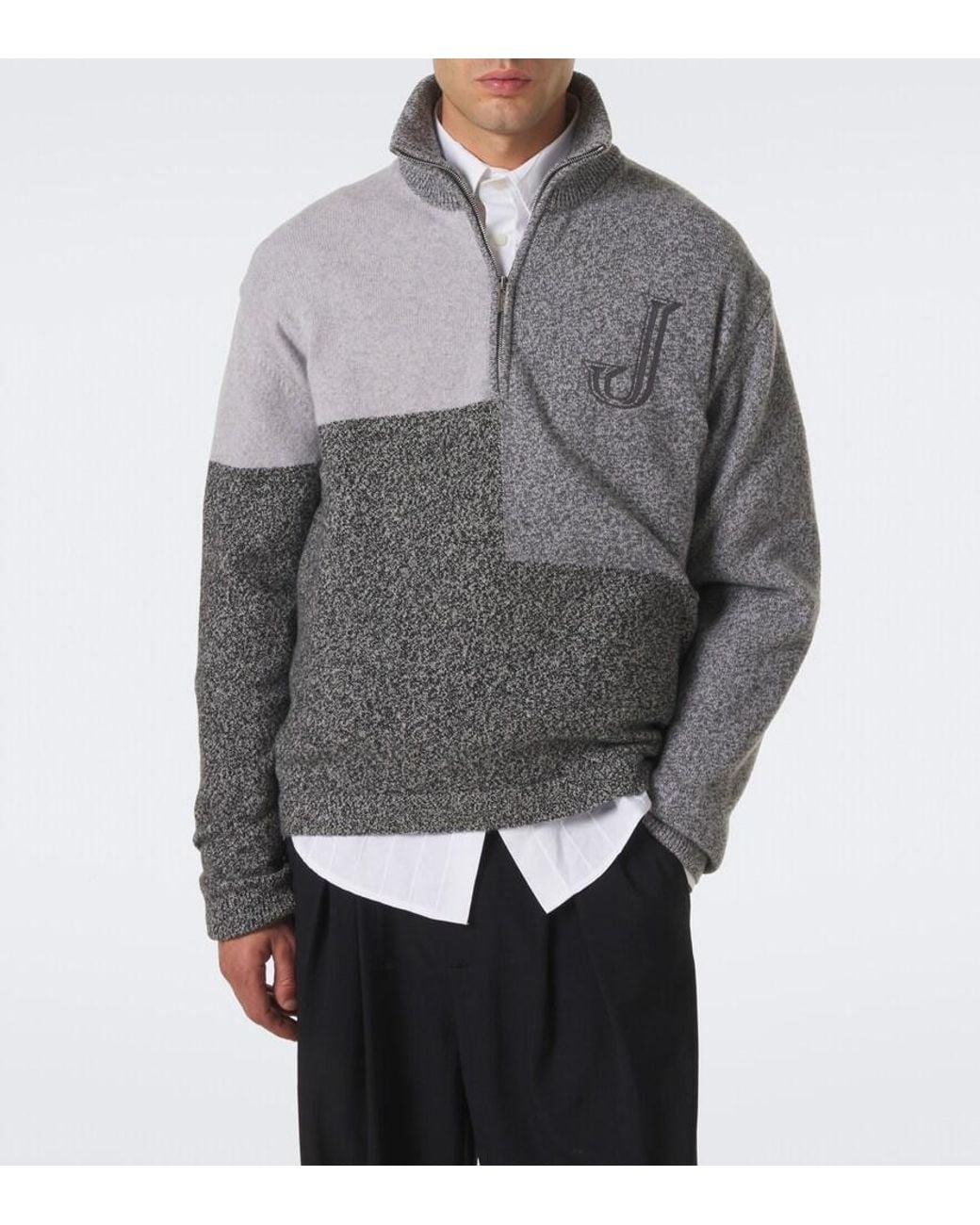 Jacquemus Gray Orlando Wool And Cashmere Half-Zip Sweater for men
