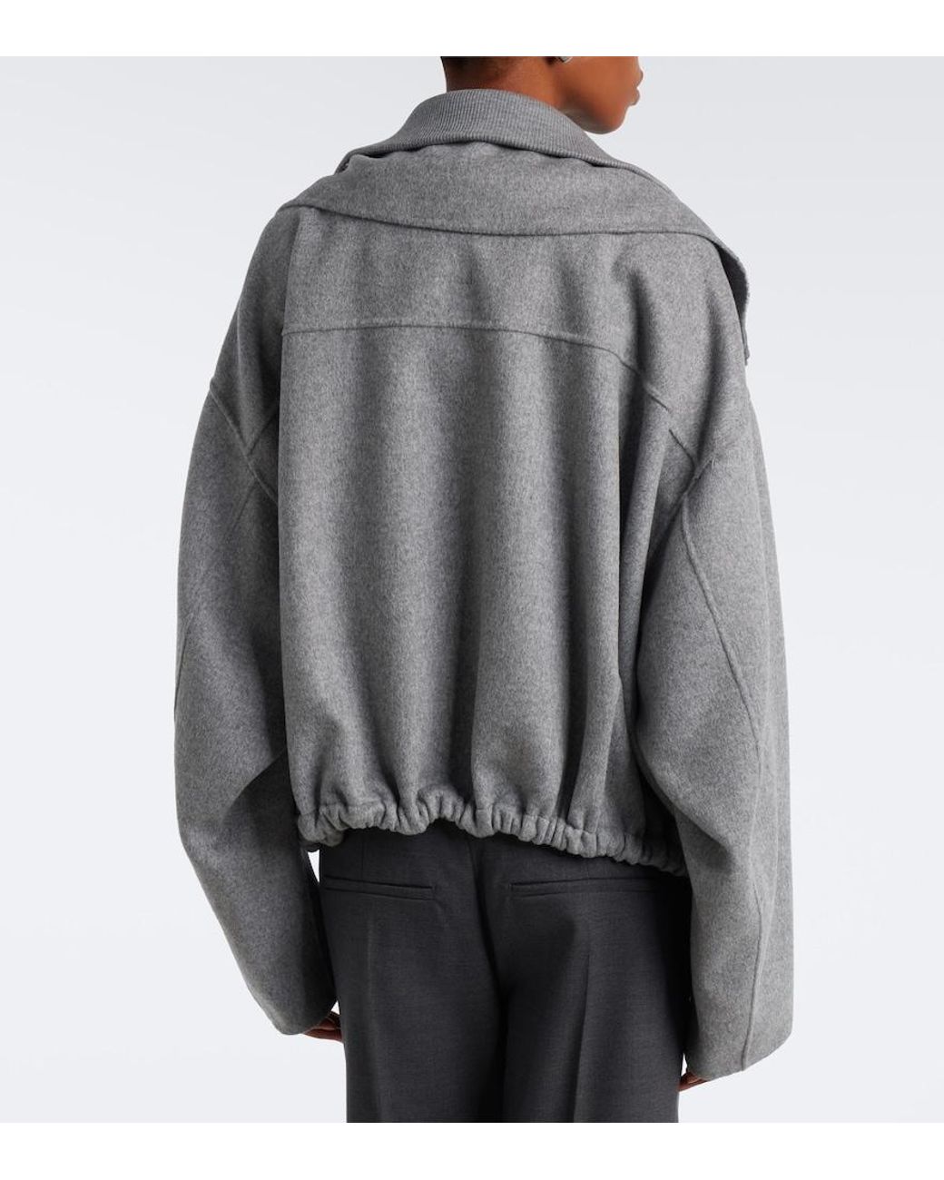 Sportmax Gray Oversized Virgin Wool Blouson Jacket