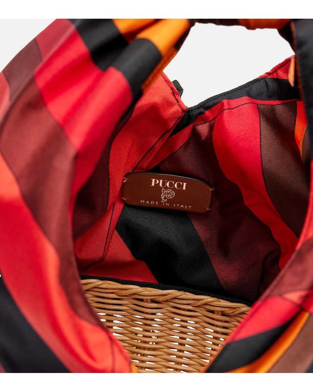 Emilio Pucci Red Picnic Iride Silk Top-Handle Bag