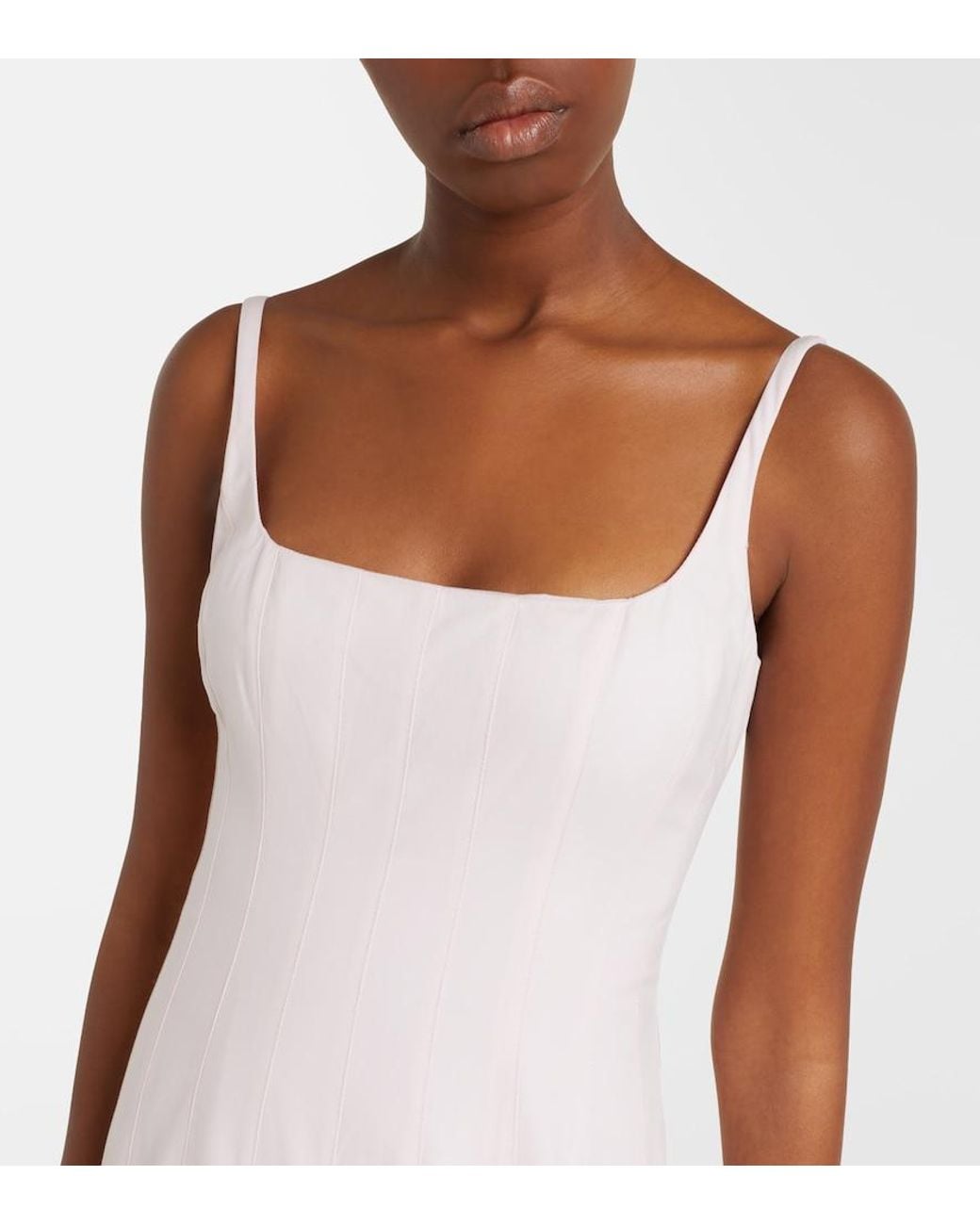 Jacquemus Pink Agave Pleated Cotton Poplin Midi Dress