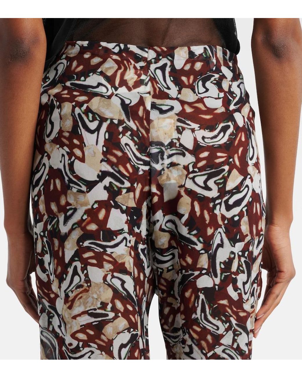 Dries Van Noten Brown Printed Straight Pants