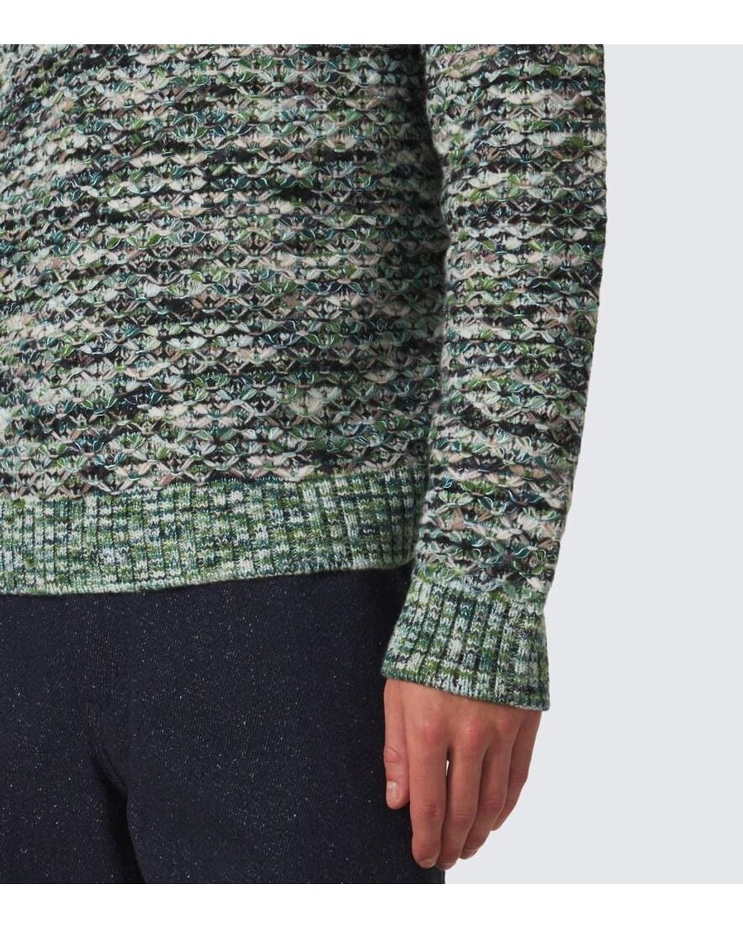 Missoni Green Wool-Blend Polo Sweater for men