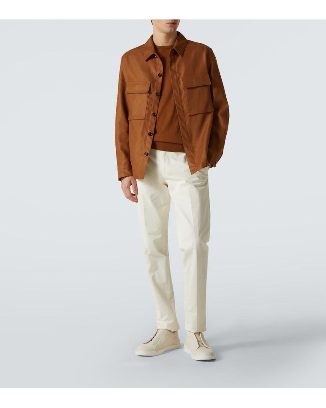 Zegna Brown Linen Shirt for men