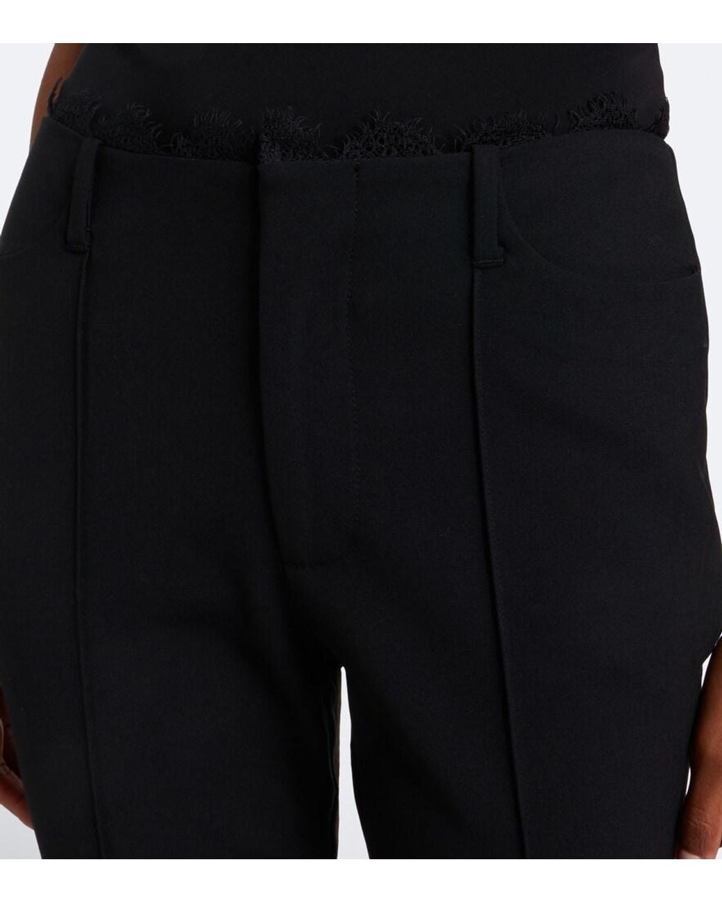 Sir Black Miller Lace-Trimmed Wool-Blend Capri Pants