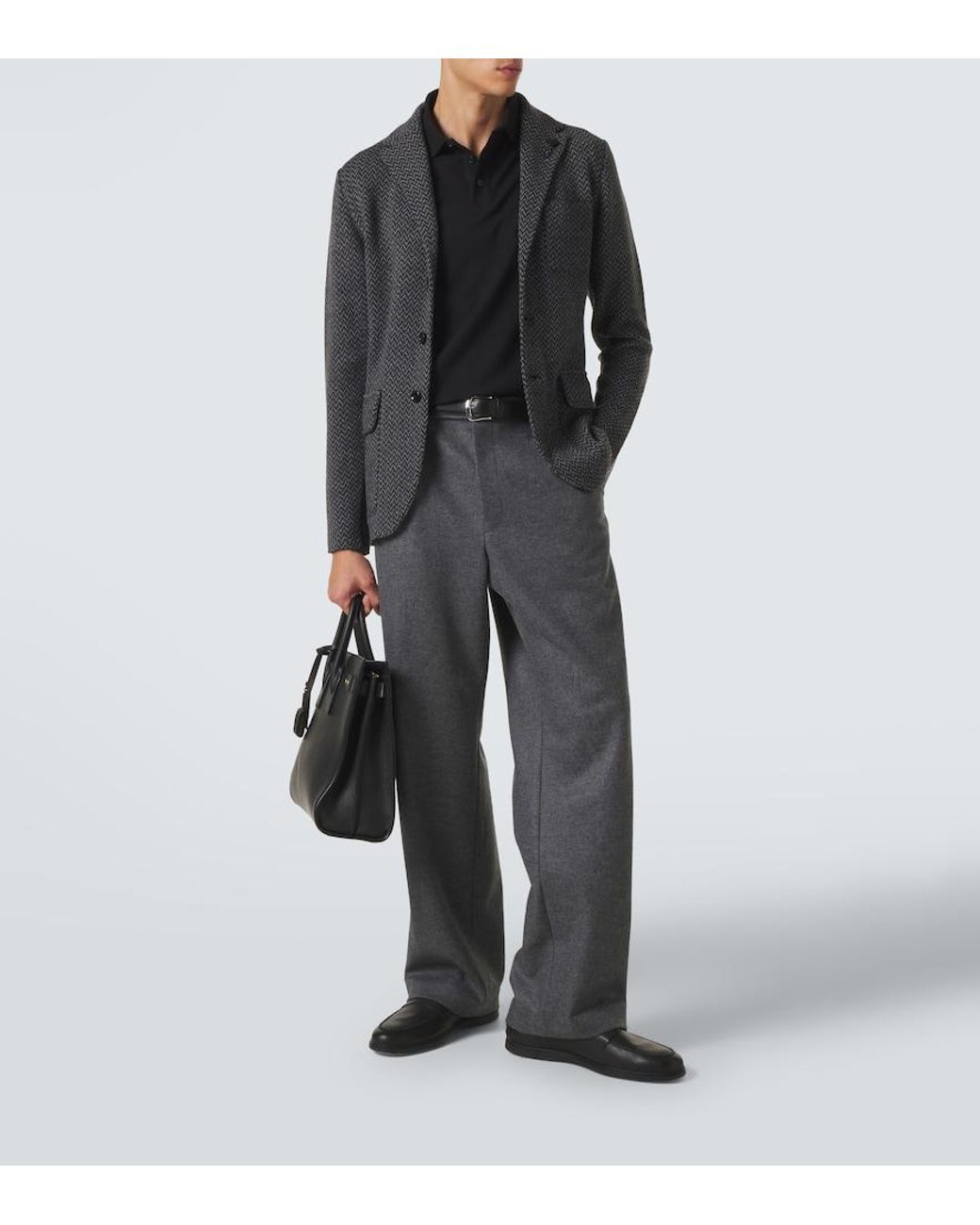Lardini Black Virgin Chevron Wool Blazer for men