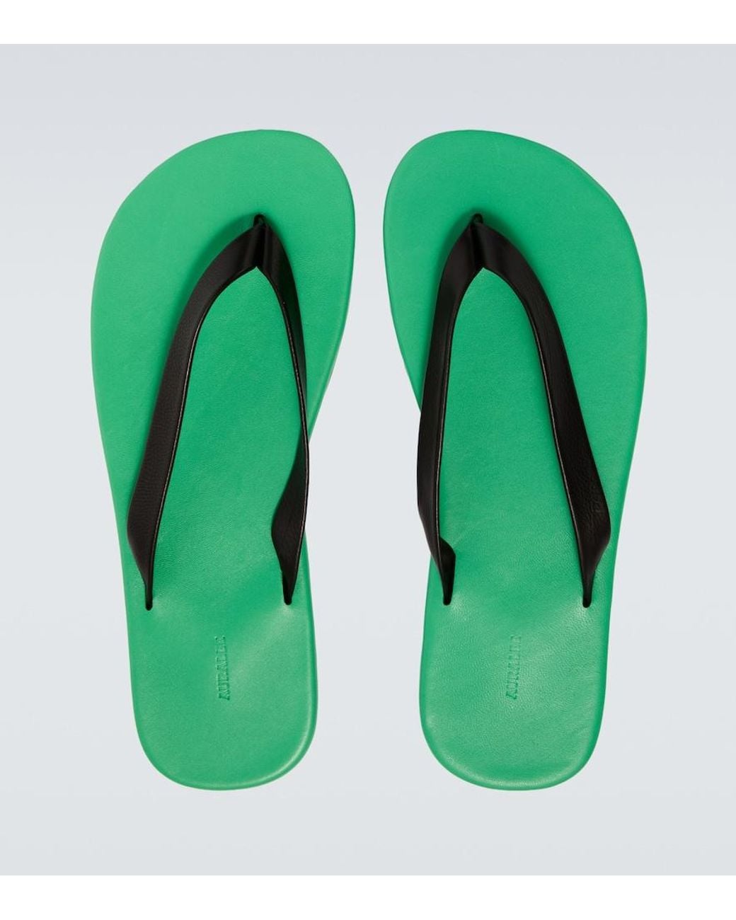 Auralee Green Leather Thong Sandals for men